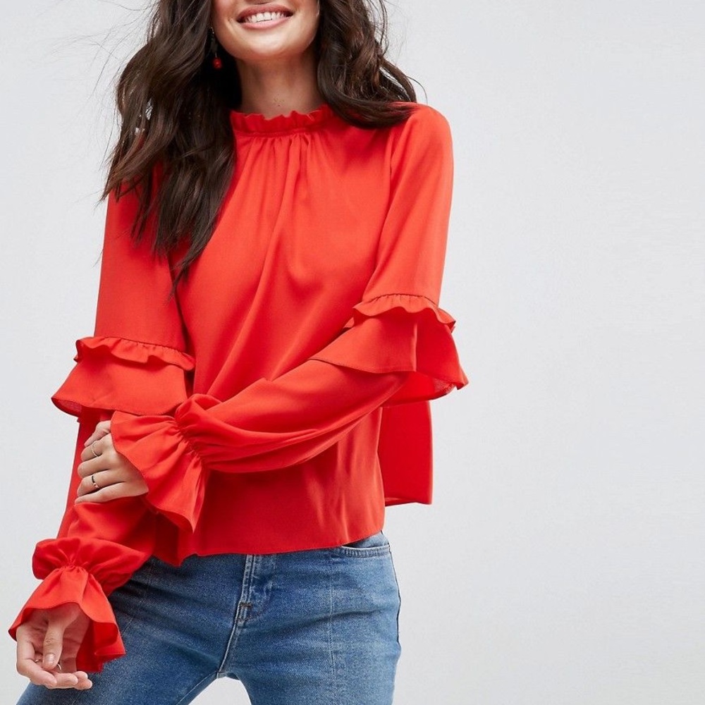 Asos semi-sheer ruffle top